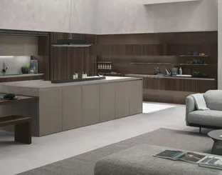 Cucina Moderna Natural 01 in Rovere e Neolith® Cement Satin di Stosa