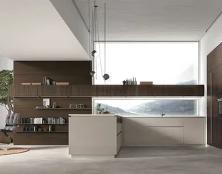 Cucina Moderna con penisola Natural 02 in laccato e Rovere di Stosa