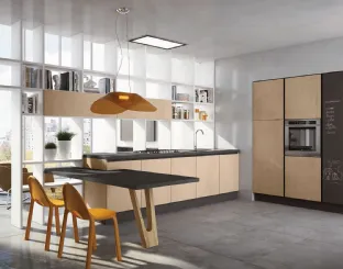 Cucina Moderna lineare Penelope in Wood Morgan Ash e Lavagna di Aran