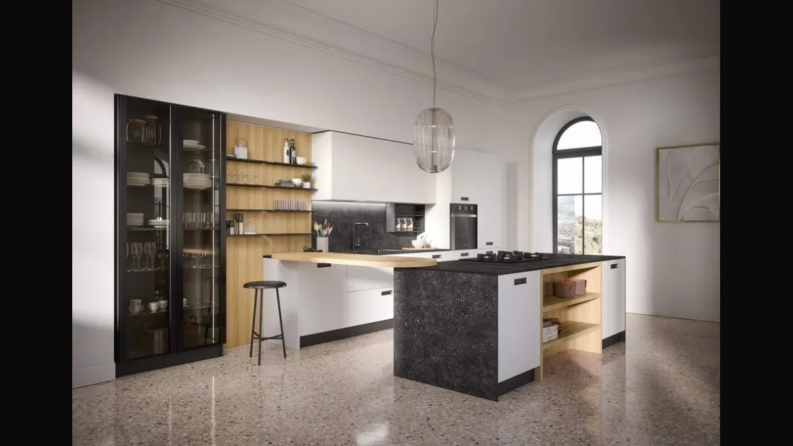 Cucina Moderna con penisola Domino Composizione 07 di Prima Cucine