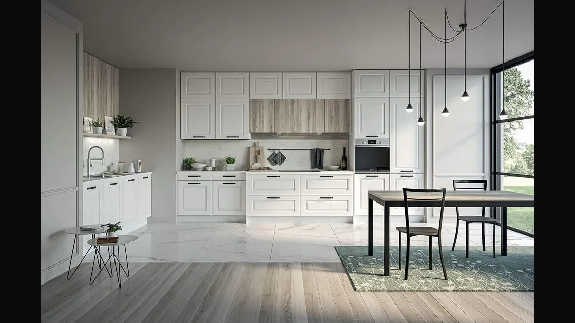 Cucina Moderna ad angolo Maya Composizione 01 in legno laccato di Prima Cucine