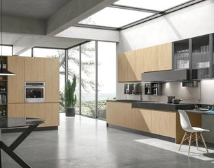 Cucina Moderna ad angolo Karma 08 in Rovere Essenza Termo strutturato di Stosa