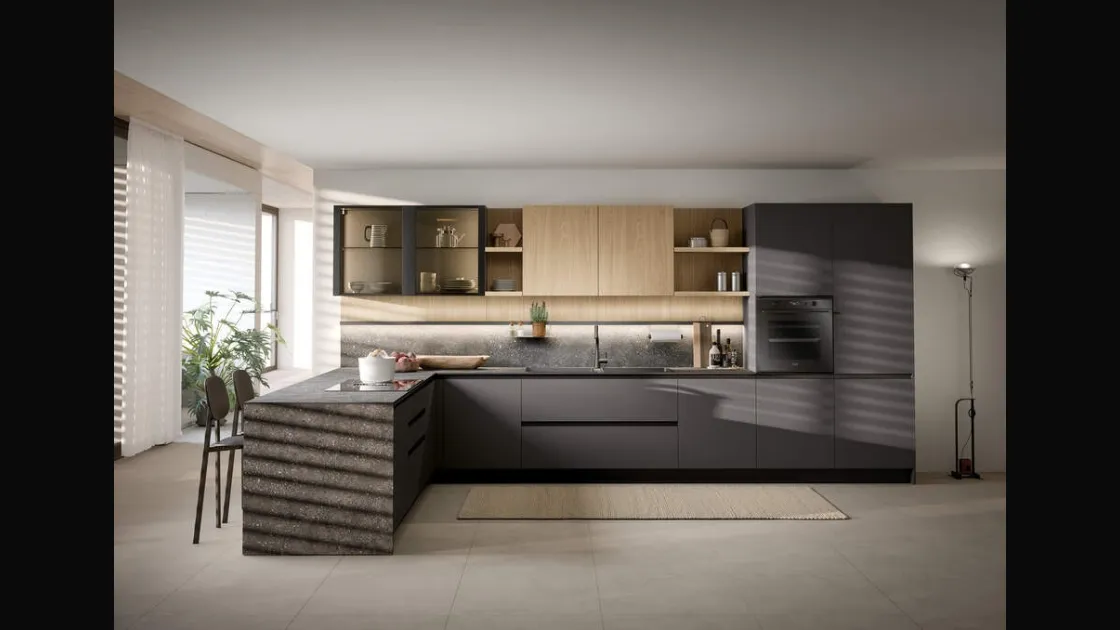 Cucina Moderna con penisola Zoe Composizione 02 di Prima Cucine