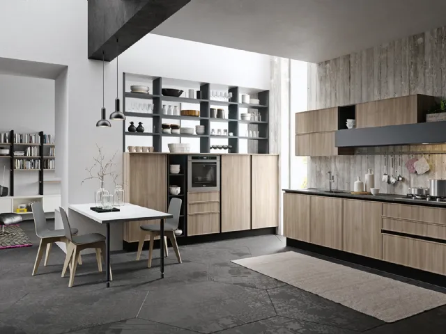 Cucina moderna lineare in legno Quadro 1 di Aran